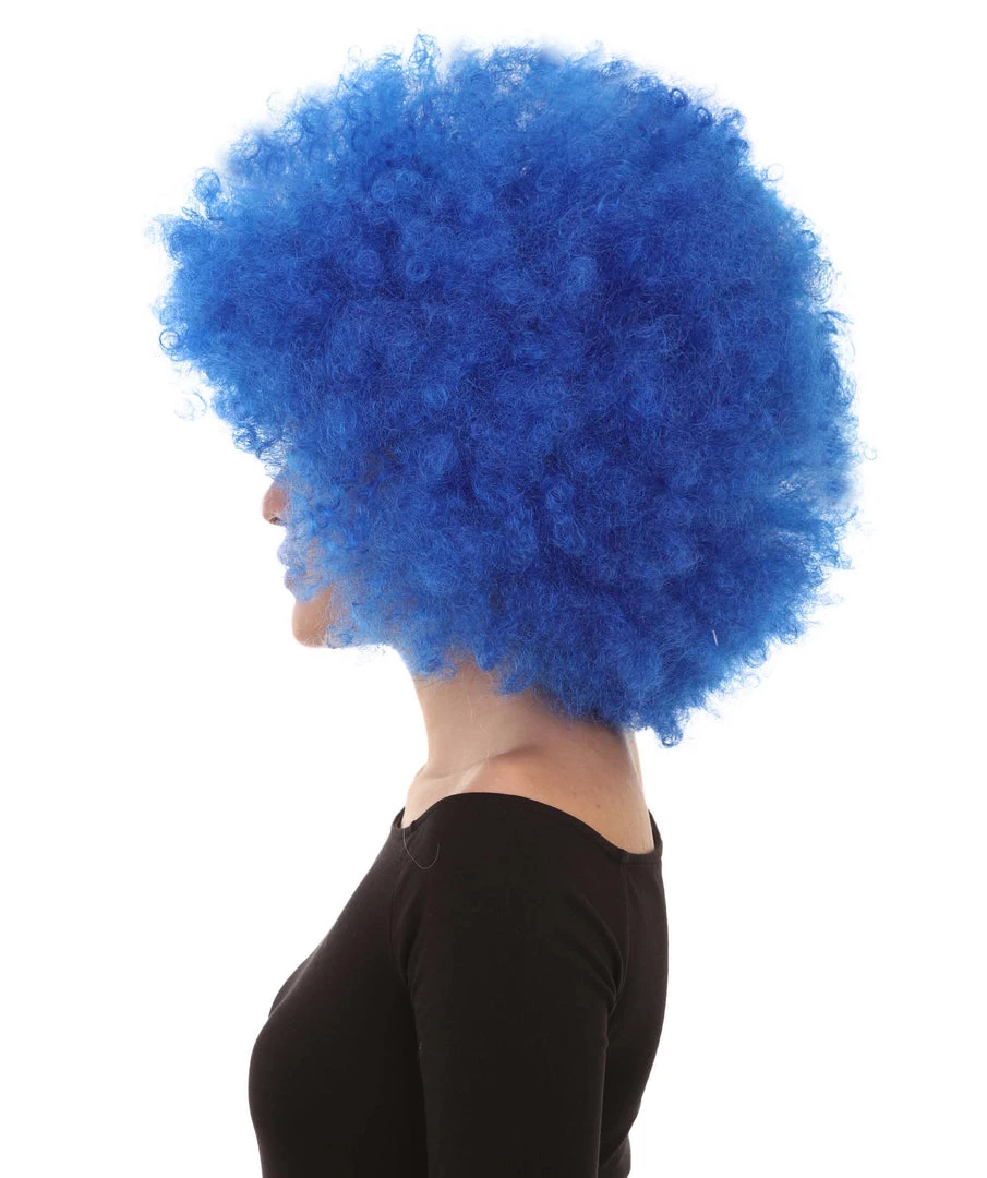 HPO Men's Bubble Lucy Womens Wig | Afro Jumbo Blue Cosplay Halloween Wig | Premium Breathable Capless Cap