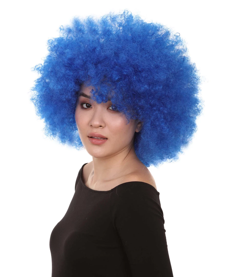 HPO Men's Bubble Lucy Womens Wig | Afro Jumbo Blue Cosplay Halloween Wig | Premium Breathable Capless Cap