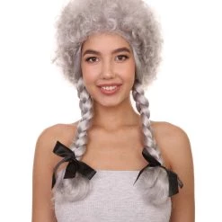 HPO Women's Womens Sinister Crimped Witch Wig | Grey Scary Wigs | Premium Breathable Capless Cap