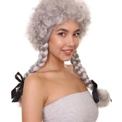 HPO Women's Womens Sinister Crimped Witch Wig | Grey Scary Wigs | Premium Breathable Capless Cap