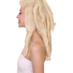 HPO Women's Womens Colonial Lady Curley With Black Lece Wig | Blonde Historical Wigs | Premium Breathable Capless Cap