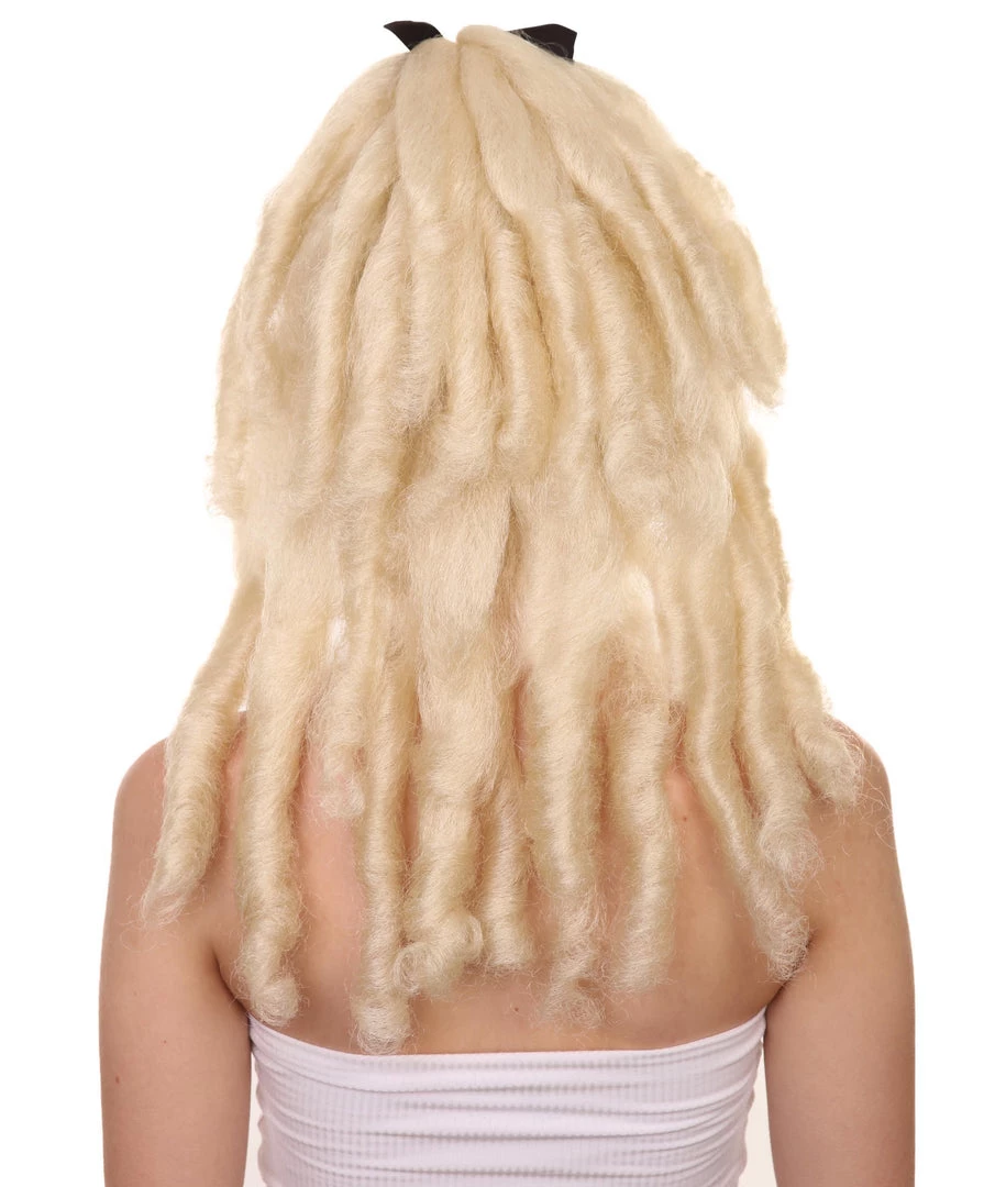 HPO Women's Womens Colonial Lady Curley With Black Lece Wig | Blonde Historical Wigs | Premium Breathable Capless Cap