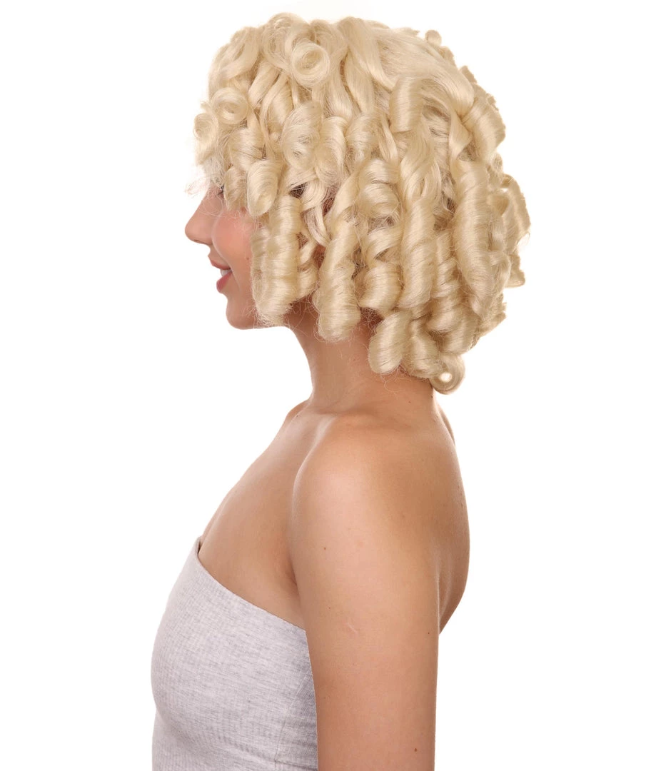 HPO Womens Colonial Lady Wig | Dark Brown Historical Wigs | Premium Breathable Capless Cap