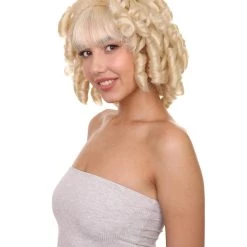 HPO Womens Colonial Lady Wig | Dark Brown Historical Wigs | Premium Breathable Capless Cap