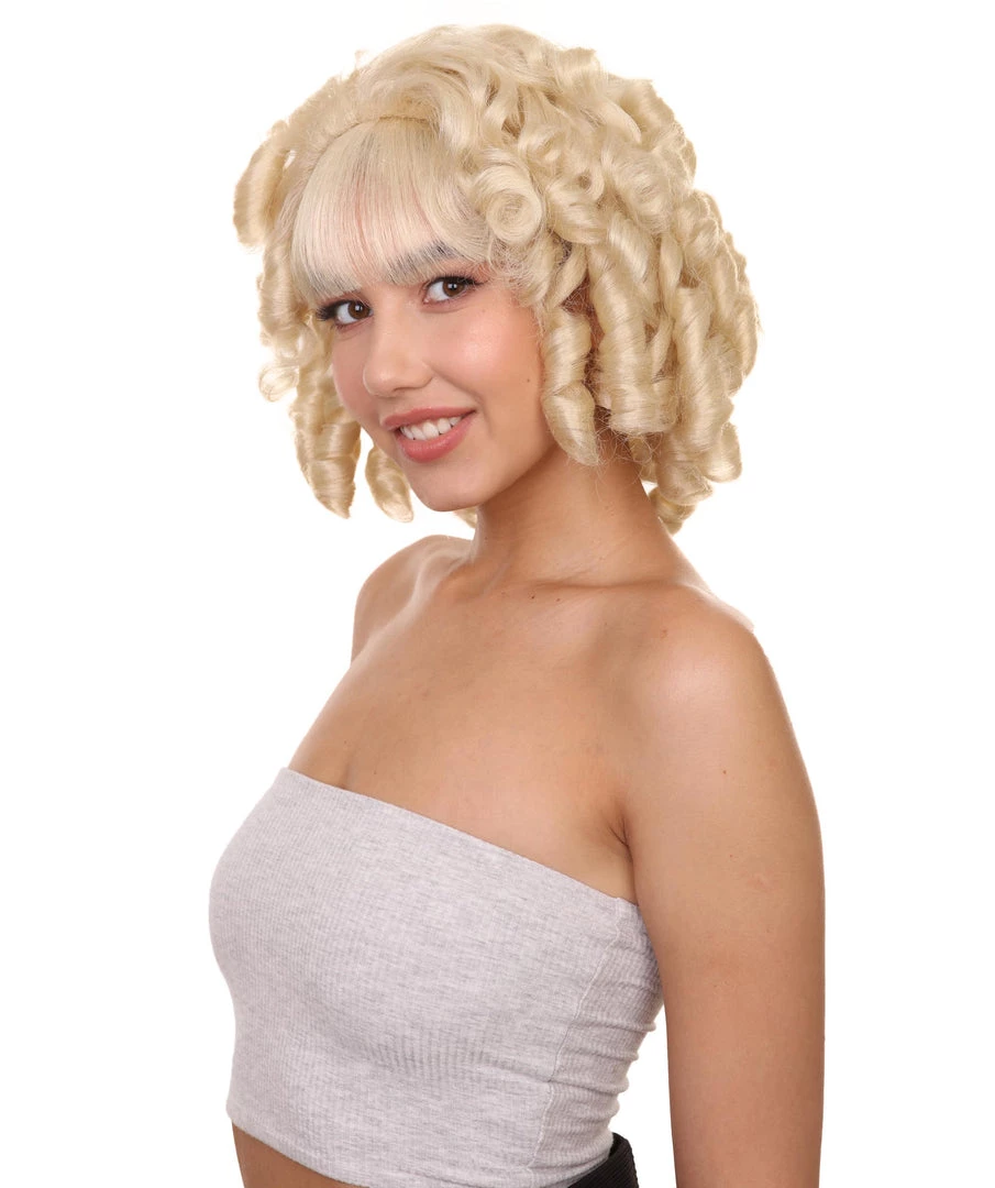 HPO Womens Colonial Lady Wig | Dark Brown Historical Wigs | Premium Breathable Capless Cap