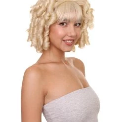 HPO Womens Colonial Lady Wig | Dark Brown Historical Wigs | Premium Breathable Capless Cap