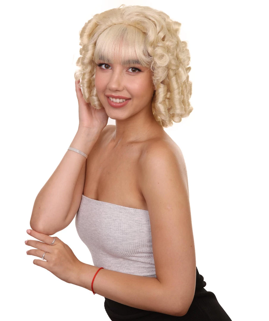 HPO Womens Colonial Lady Wig | Dark Brown Historical Wigs | Premium Breathable Capless Cap
