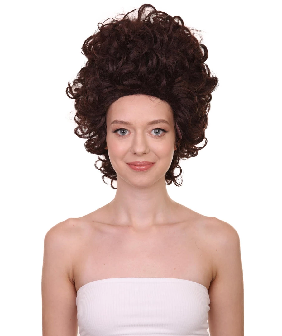 HPO Womens 70's Hippie Disco Wig | Dark Brown Vintage Halloween Wigs Women's
