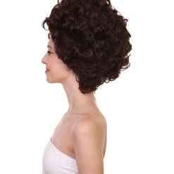 HPO Womens 70's Hippie Disco Wig | Dark Brown Vintage Halloween Wigs Women's