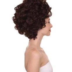 HPO Womens 70's Hippie Disco Wig | Dark Brown Vintage Halloween Wigs Women's