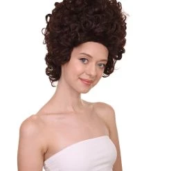 HPO Womens 70's Hippie Disco Wig | Dark Brown Vintage Halloween Wigs Women's