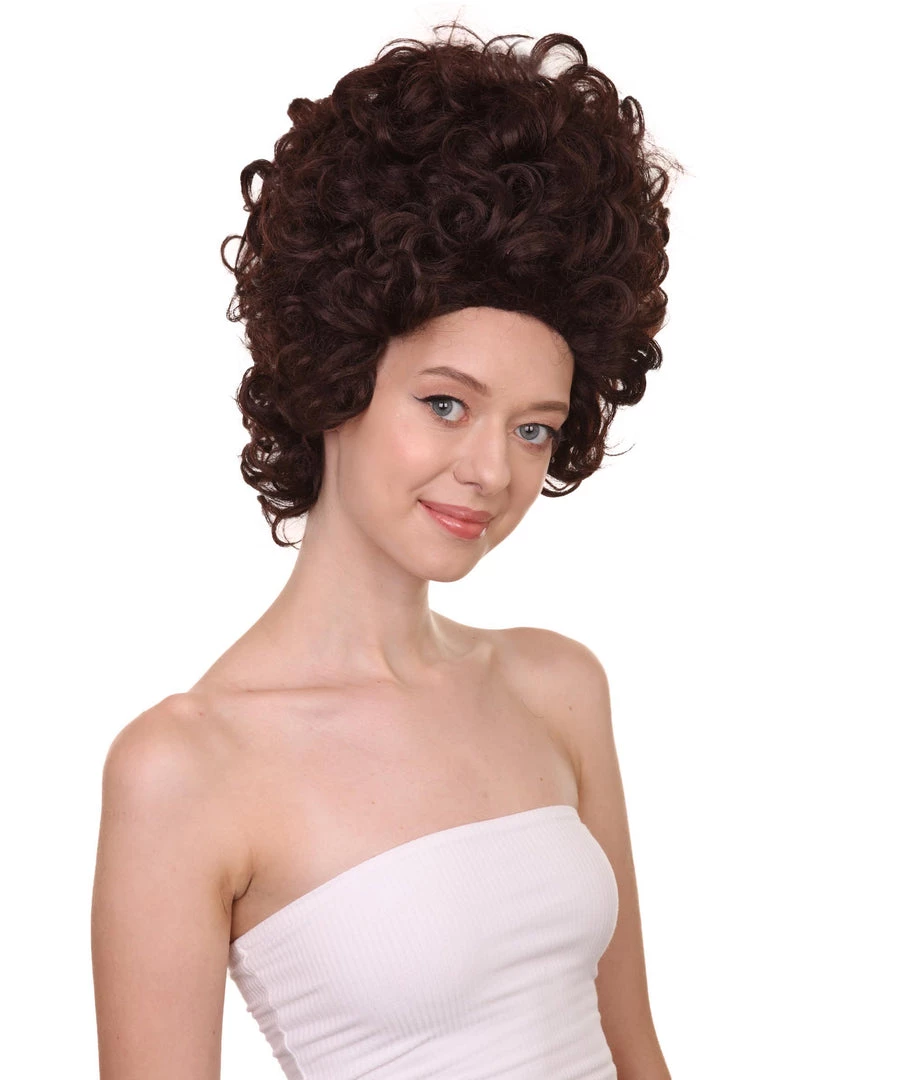 HPO Womens 70's Hippie Disco Wig | Dark Brown Vintage Halloween Wigs Women's