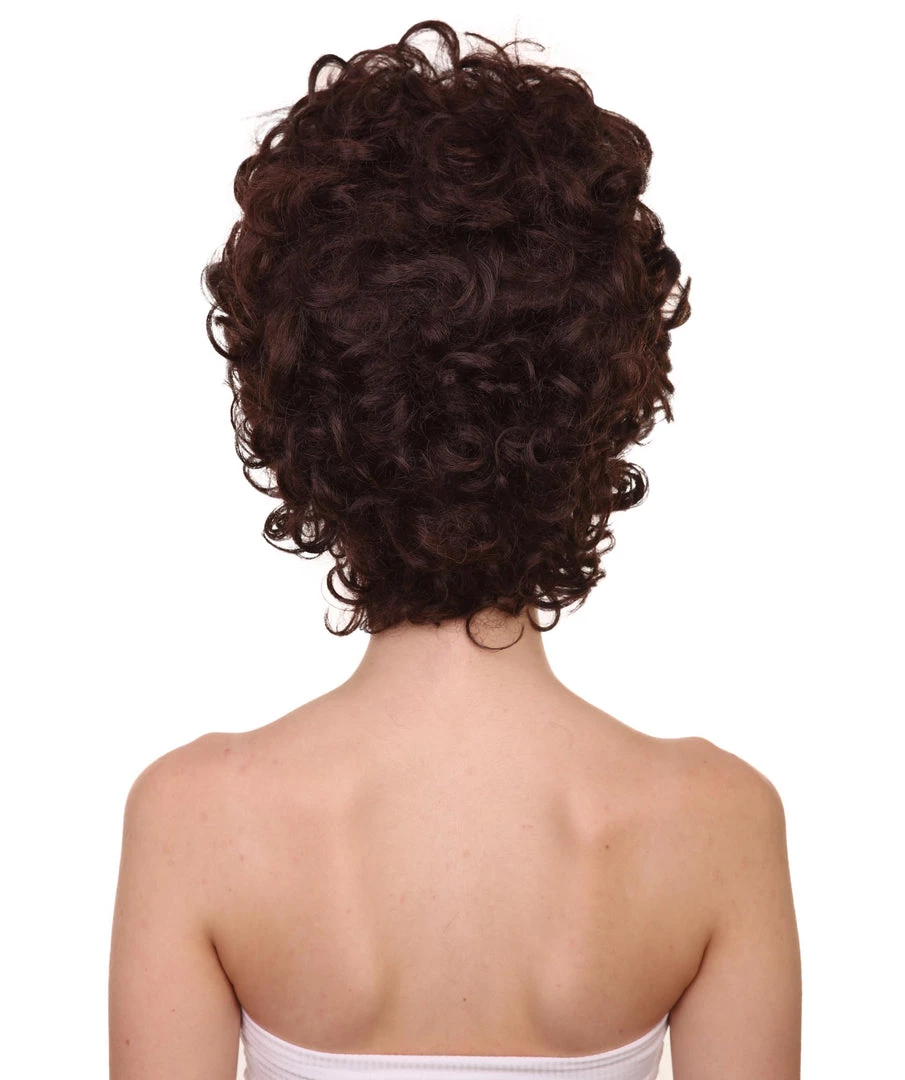 HPO Womens 70's Hippie Disco Wig | Dark Brown Vintage Halloween Wigs Women's
