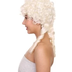 HPO Women's Women Colonial Historical Curly Wig | Blonde Cosplay Wigs | Premium Breathable Capless Cap