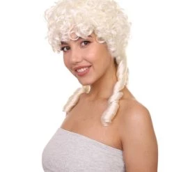 HPO Women's Women Colonial Historical Curly Wig | Blonde Cosplay Wigs | Premium Breathable Capless Cap