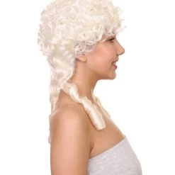HPO Women's Women Colonial Historical Curly Wig | Blonde Cosplay Wigs | Premium Breathable Capless Cap