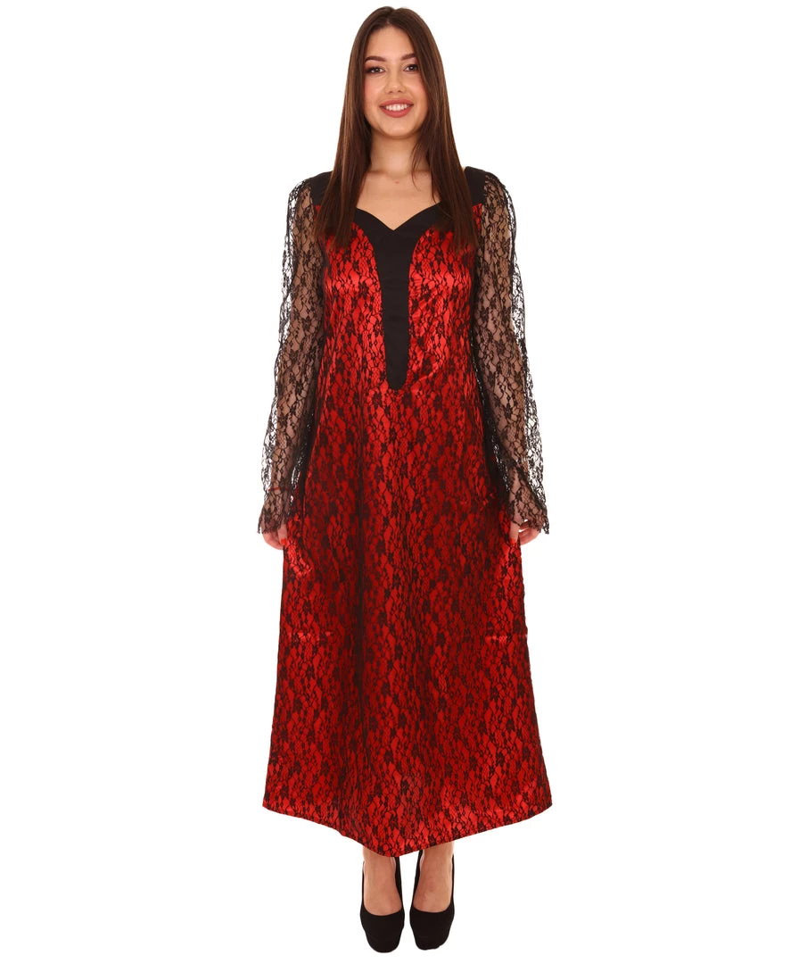 HPO Women's Black And Red Lace Vampire Queen Costume | Cosplay Costume