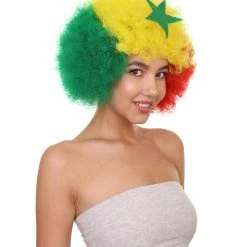 FLAGWIGS Senegal Flag Sport Afro Halloween Wig Women's