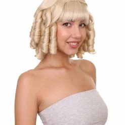 HPO French Colonial Curly Wig | Blonde Historical Wigs | Premium Breathable Capless Cap