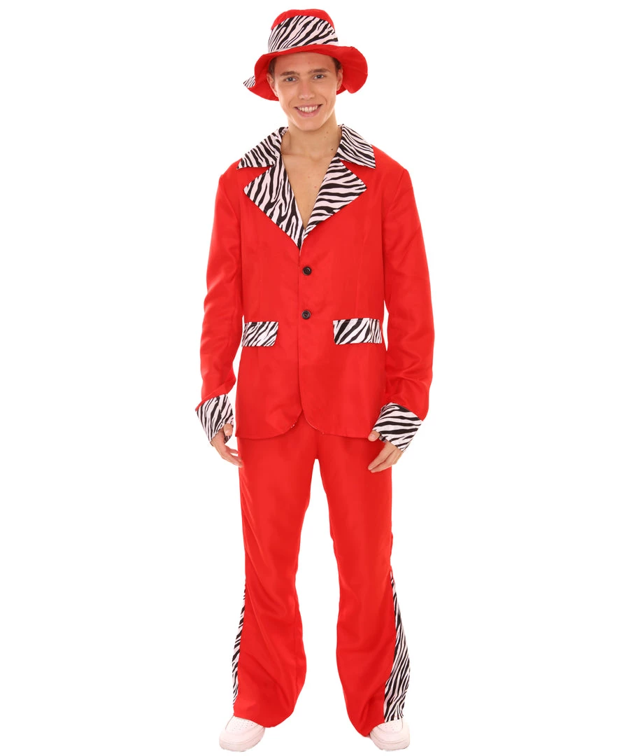 HPO Adult Men's Sweet Daddy Pimp Vintage Costume | Red Halloween Costume