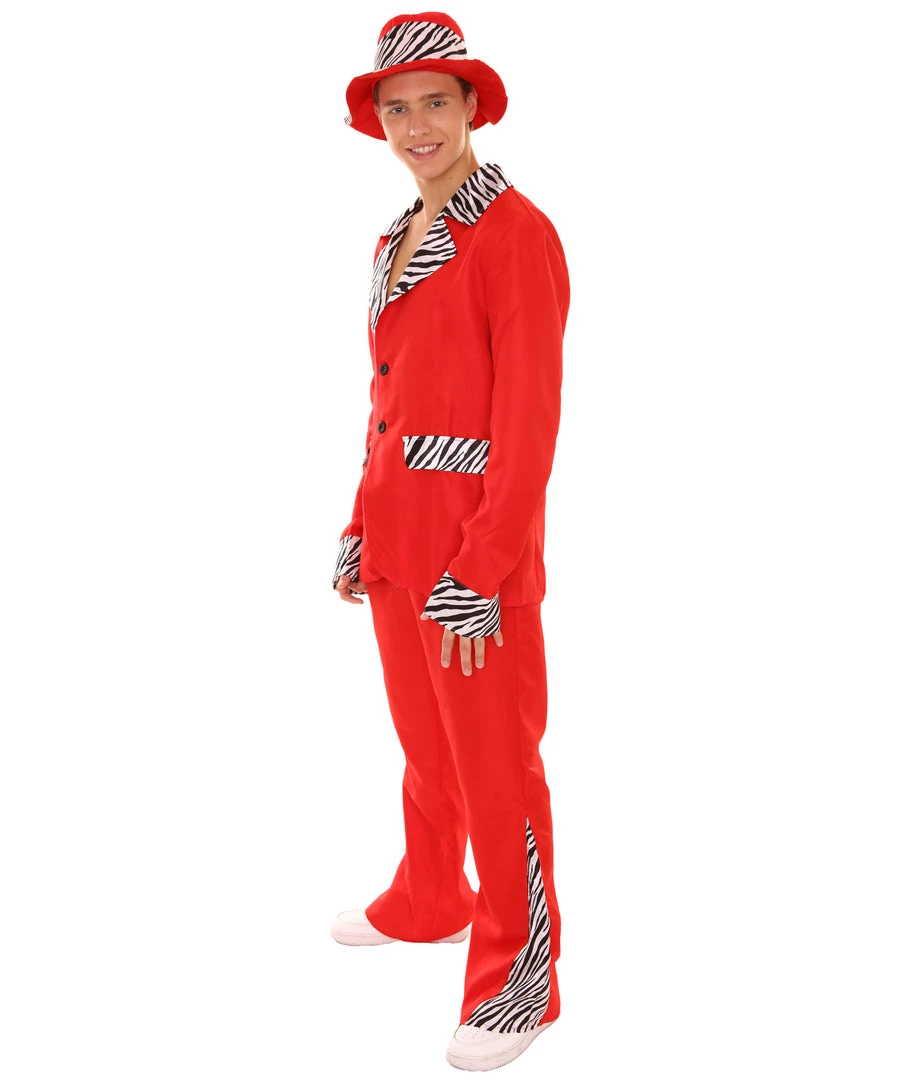 HPO Adult Men's Sweet Daddy Pimp Vintage Costume | Red Halloween Costume