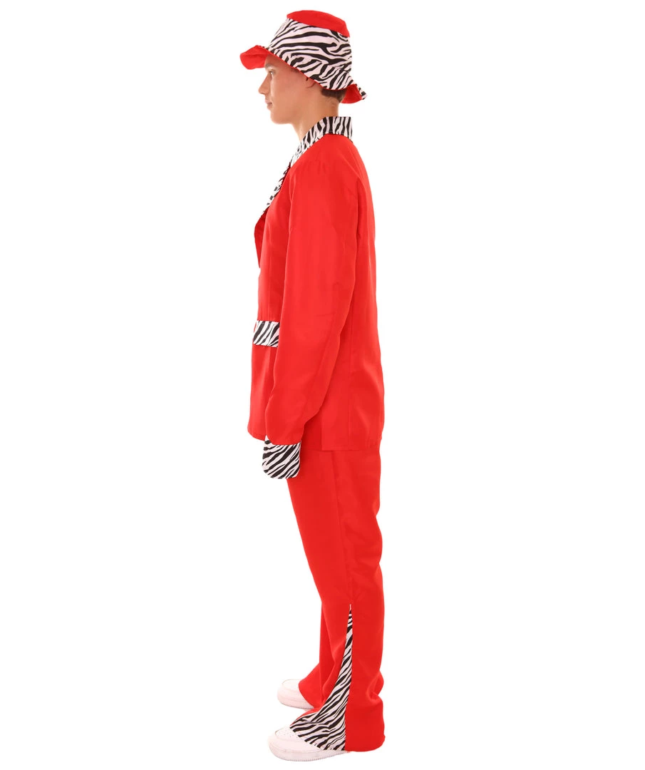 HPO Adult Men's Sweet Daddy Pimp Vintage Costume | Red Halloween Costume