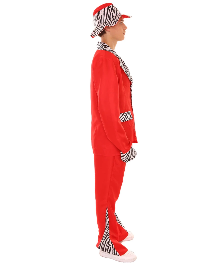 HPO Adult Men's Sweet Daddy Pimp Vintage Costume | Red Halloween Costume