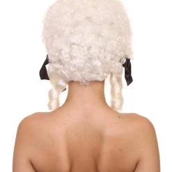 HPO Womens 18th Century Colonial Wig | White Historical Wigs | Premium Breathable Capless Cap
