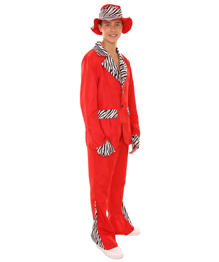 HPO Adult Men's Sweet Daddy Pimp Vintage Costume | Red Halloween Costume