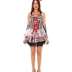 HPO Adult Women's Creepy Clown Scary Costume | Multi Halloween Costume