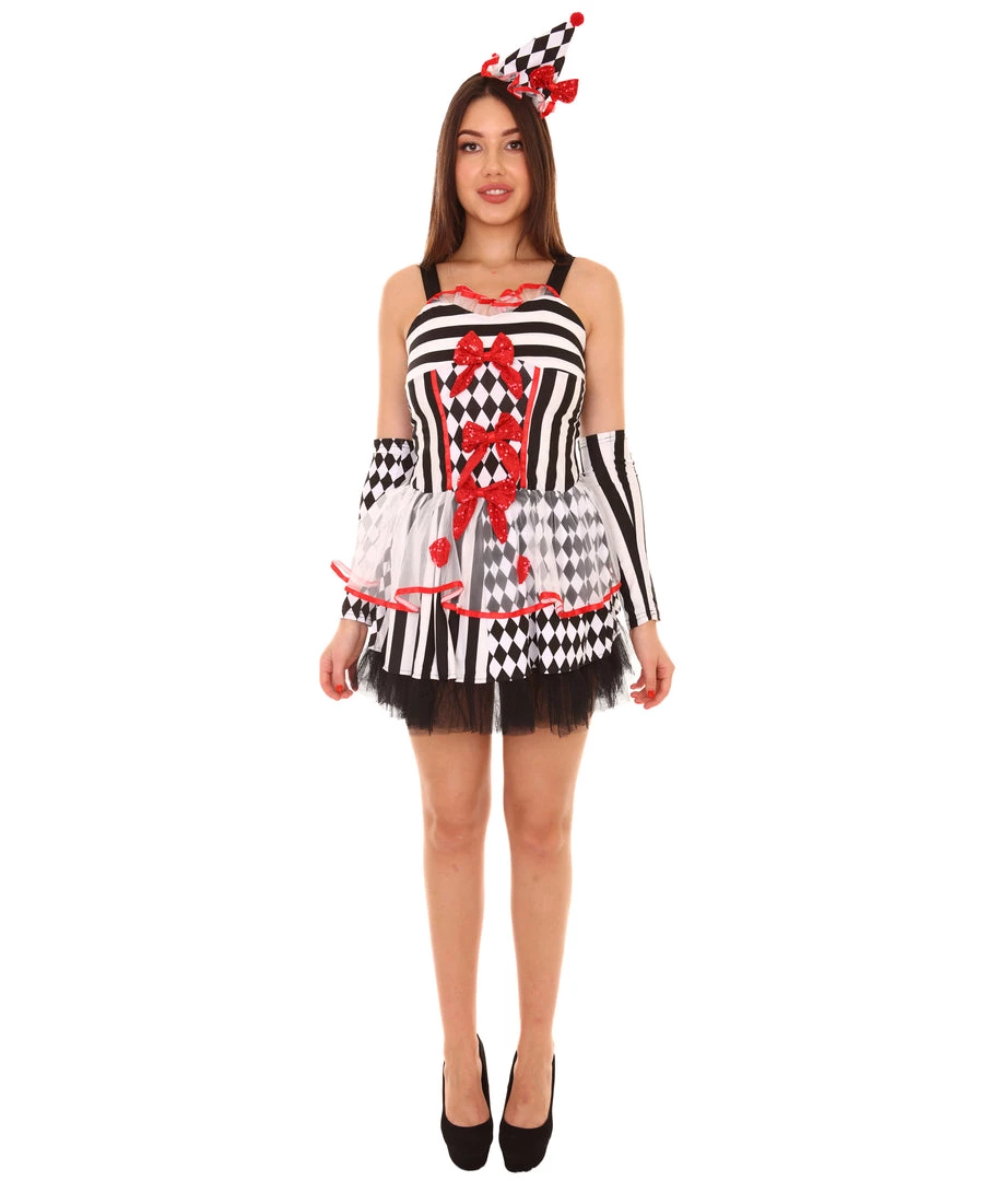 HPO Adult Women's Creepy Clown Scary Costume | Multi Halloween Costume