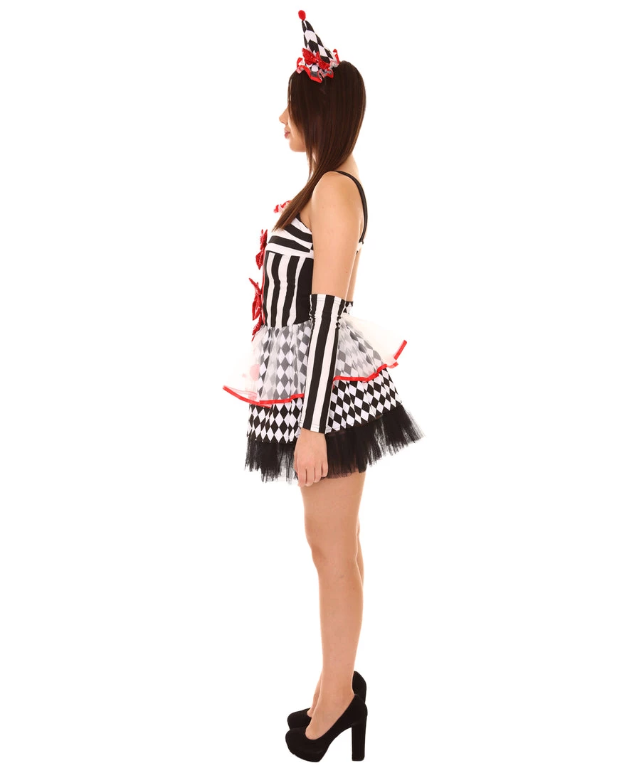 HPO Adult Women's Creepy Clown Scary Costume | Multi Halloween Costume