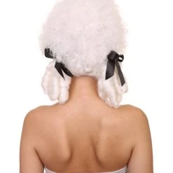 HPO Womens 18th Century Colonial Lady Wig | White Historical Wig | Premium Breathable Capless Cap