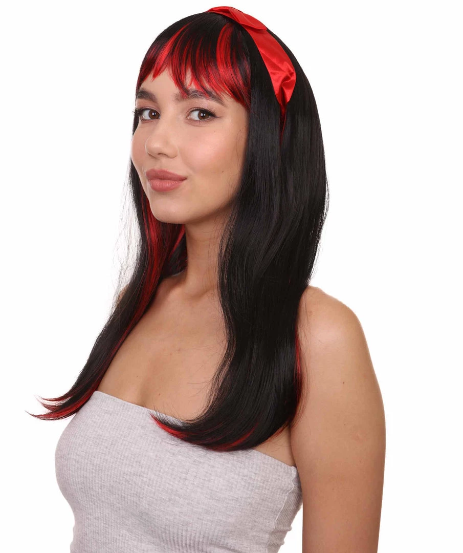 HPO Glam Black Devil Womens Wig | Horror Halloween Wig | Premium Breathable Capless Cap Women's