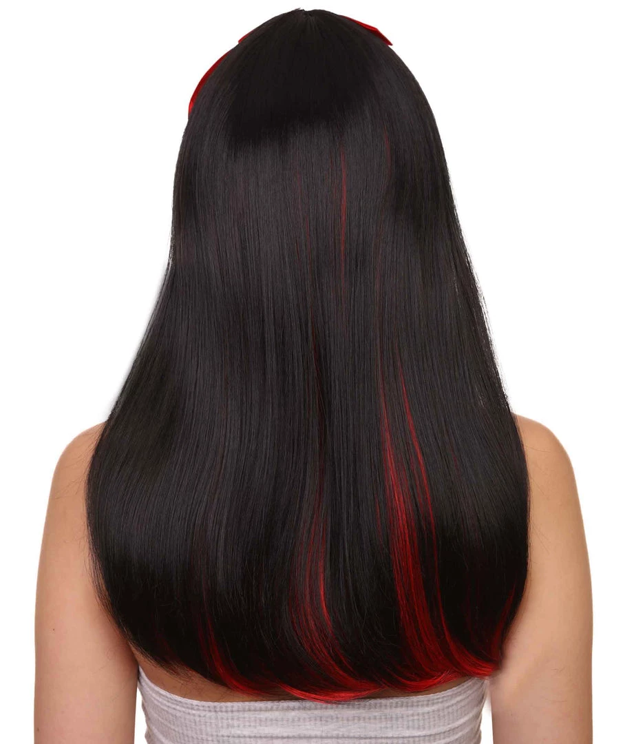 HPO Glam Black Devil Womens Wig | Horror Halloween Wig | Premium Breathable Capless Cap Women's