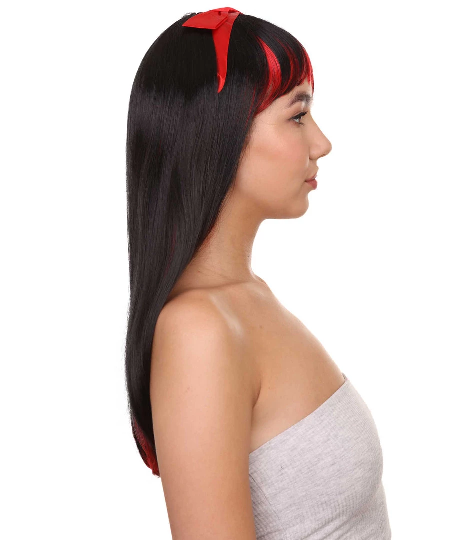 HPO Glam Black Devil Womens Wig | Horror Halloween Wig | Premium Breathable Capless Cap Women's