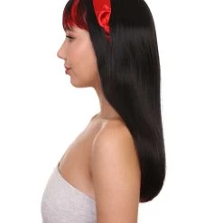 HPO Glam Black Devil Womens Wig | Horror Halloween Wig | Premium Breathable Capless Cap Women's