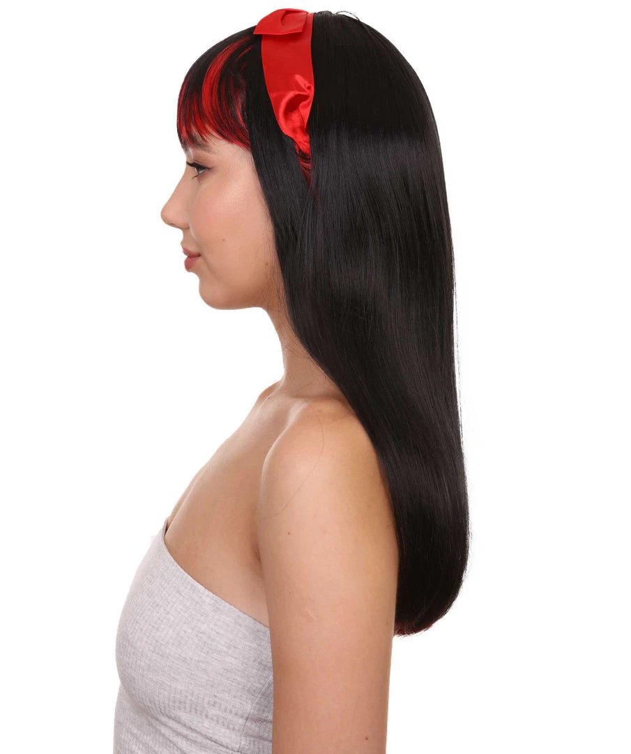 HPO Glam Black Devil Womens Wig | Horror Halloween Wig | Premium Breathable Capless Cap Women's