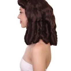 HPO Womens Colonial Lady Wig | Dark Brown Historical Wigs | Premium Breathable Capless Cap