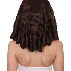 HPO Womens Colonial Lady Wig | Dark Brown Historical Wigs | Premium Breathable Capless Cap