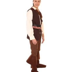 HPO Adult Men's Captain Jack Pirate Costume | Brown Cosplay Costume