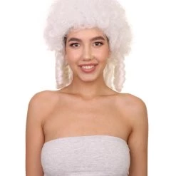 HPO Womens 18th Century Colonial Lady Wig | White Historical Wig | Premium Breathable Capless Cap Women's