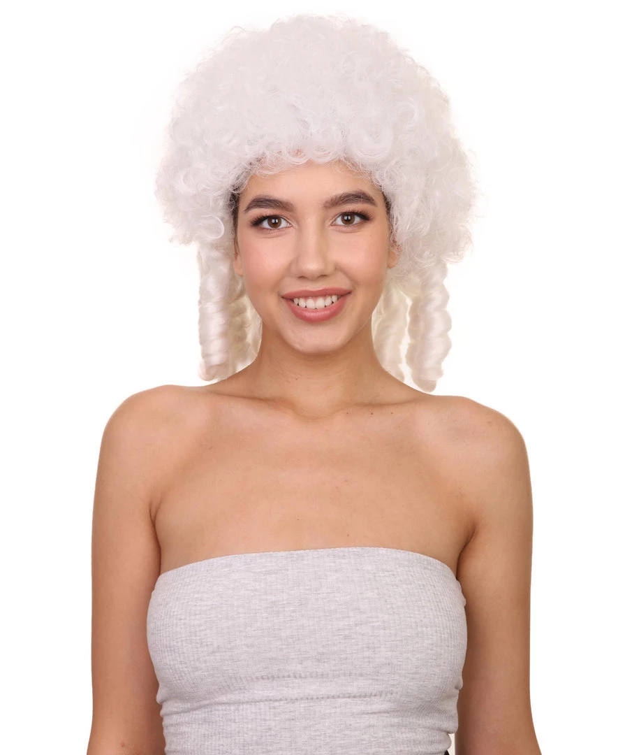 HPO Womens 18th Century Colonial Lady Wig | White Historical Wig | Premium Breathable Capless Cap Women's