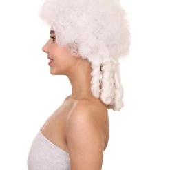HPO Womens 18th Century Colonial Lady Wig | White Historical Wig | Premium Breathable Capless Cap Women's