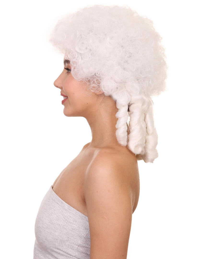 HPO Womens 18th Century Colonial Lady Wig | White Historical Wig | Premium Breathable Capless Cap Women's