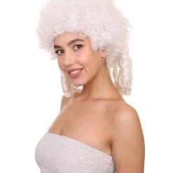 HPO Womens 18th Century Colonial Lady Wig | White Historical Wig | Premium Breathable Capless Cap Women's