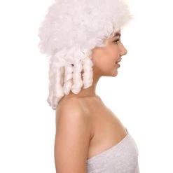 HPO Womens 18th Century Colonial Lady Wig | White Historical Wig | Premium Breathable Capless Cap Women's