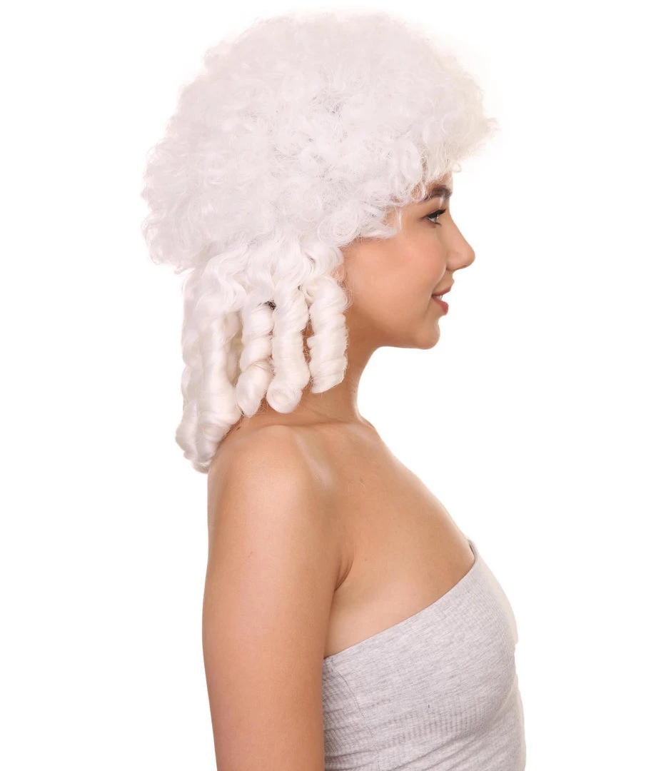 HPO Womens 18th Century Colonial Lady Wig | White Historical Wig | Premium Breathable Capless Cap Women's