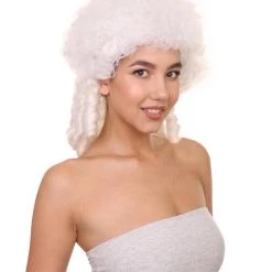 HPO Womens 18th Century Colonial Lady Wig | White Historical Wig | Premium Breathable Capless Cap Women's