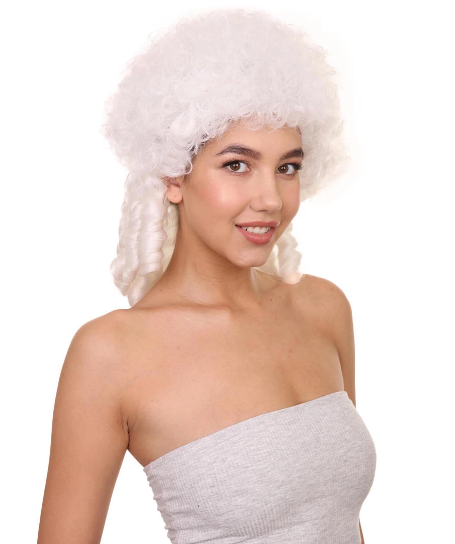 HPO Womens 18th Century Colonial Lady Wig | White Historical Wig | Premium Breathable Capless Cap Women's
